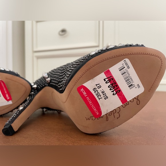 Sam Edelman Lizette NWT 🎉HP x2🎉 heeled open toe stud heels size 7 black & silver - Picture 8 of 9